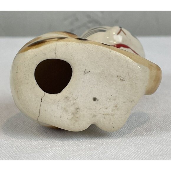 Vintage Small Porcelain Cat Japanese Red Bow Mid Century 3" - Picture 7 of 10